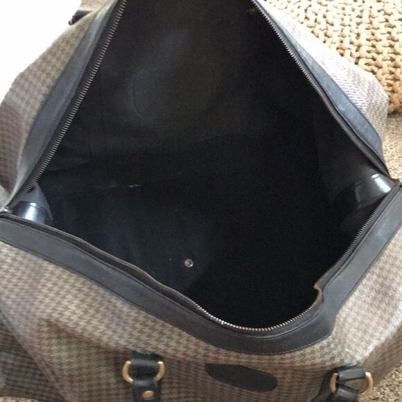 RAREST GHURKA MARLEY HODGSON STONE GREY DERBY PLAID DUFFLE TRAVEL BAG - Picture 11 of 11